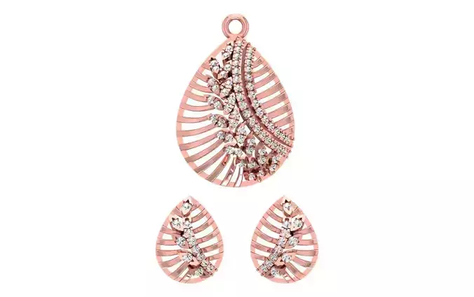 Earrings Pendant Set 3dm STL OBJ FBX Renders Details