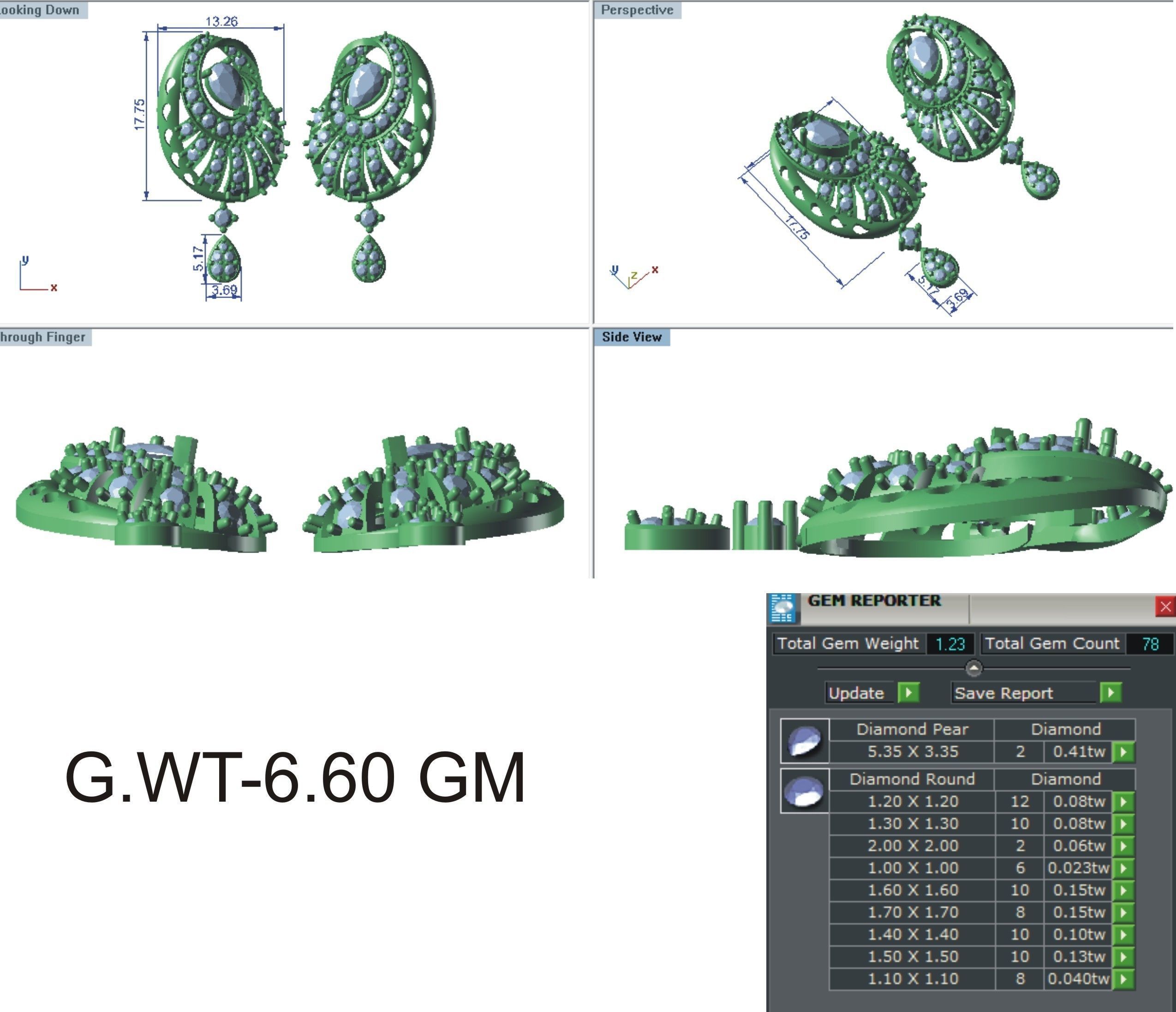Earrings Pendant Set 3dm STL OBJ FBX Renders Details 3D print model_8