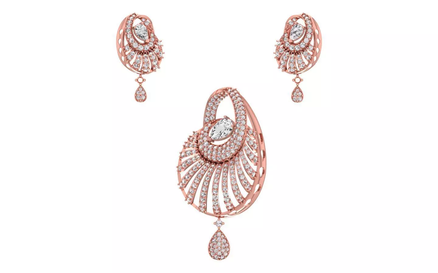 Earrings Pendant Set 3dm STL OBJ FBX Renders Details 3D print model_0