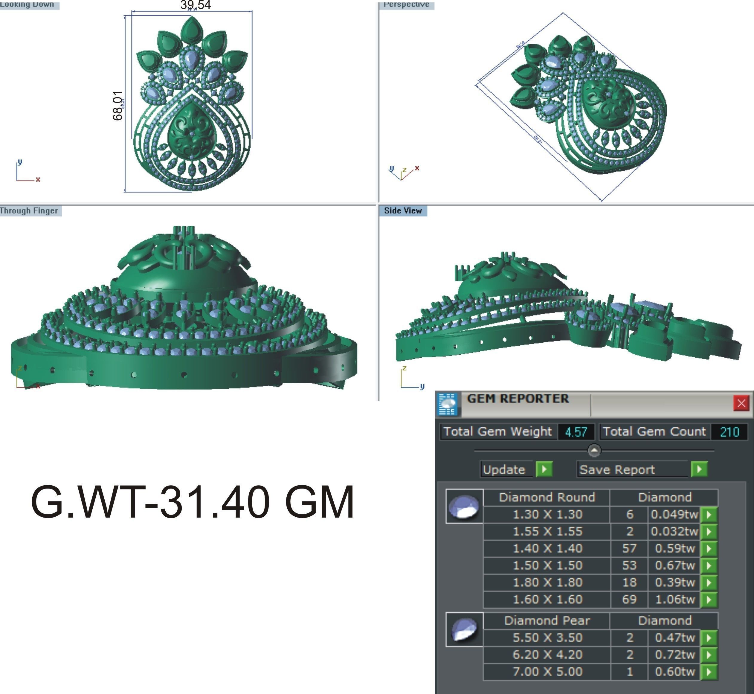 Earrings Pendant Set 3dm STL OBJ FBX Renders Details 3D print model_8
