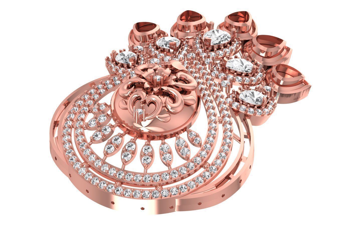 Earrings Pendant Set 3dm STL OBJ FBX Renders Details 3D print model_6