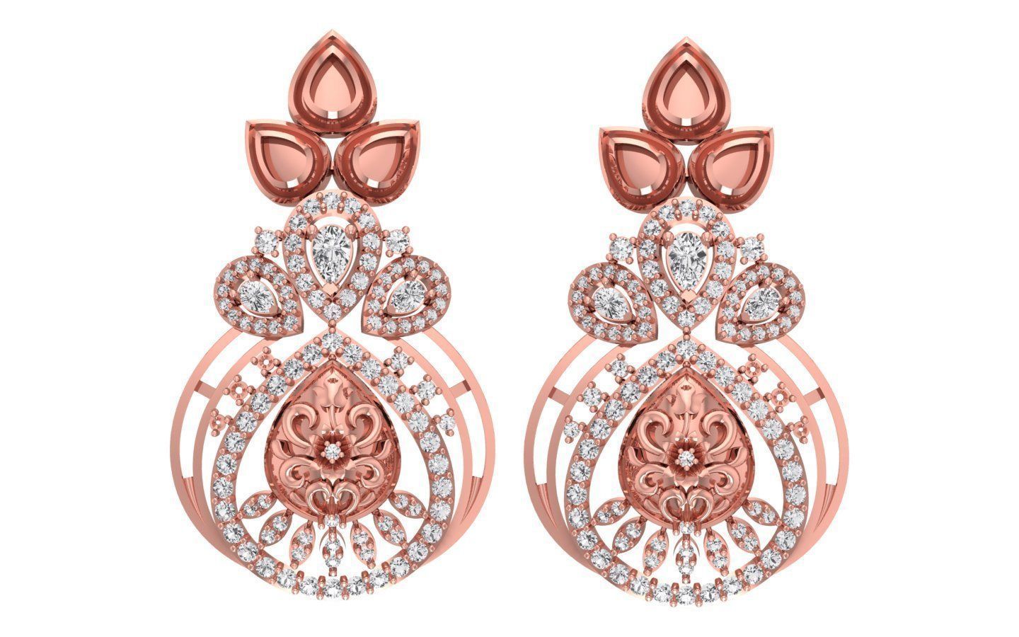 Earrings Pendant Set 3dm STL OBJ FBX Renders Details 3D print model_1