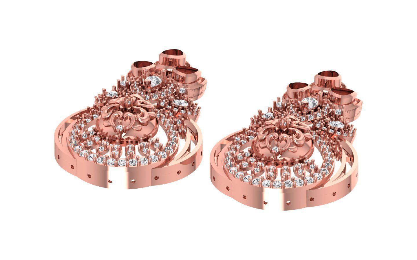 Earrings Pendant Set 3dm STL OBJ FBX Renders Details 3D print model_3