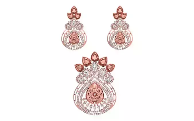 Earrings Pendant Set 3dm STL OBJ FBX Renders Details