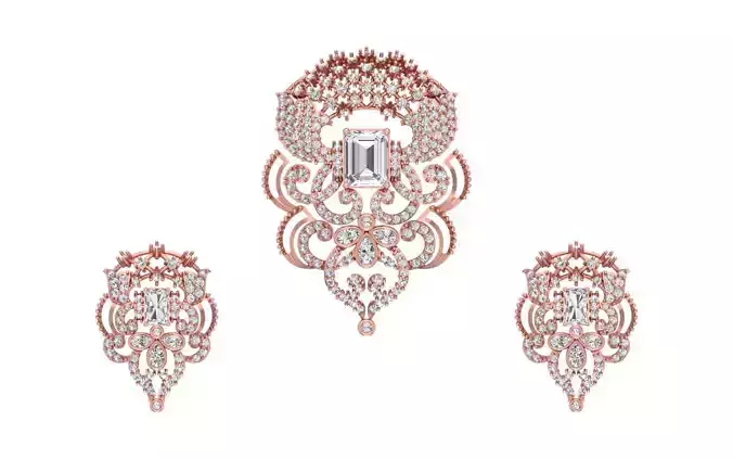 Earrings Pendant Set 3dm STL OBJ FBX Renders Details