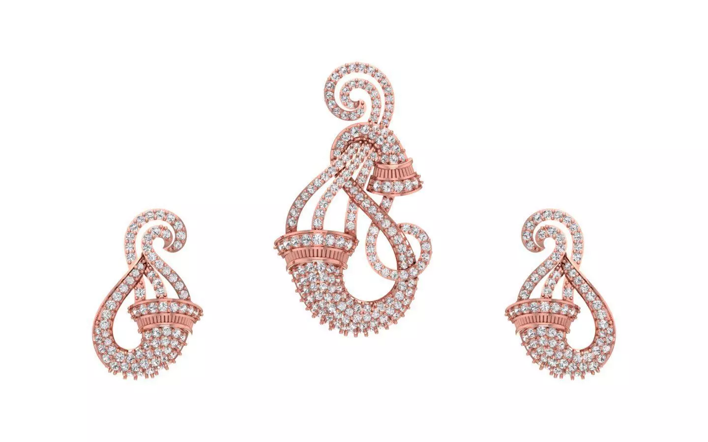 Earrings Pendant Set 3dm STL OBJ FBX Renders Details 3D print model_0