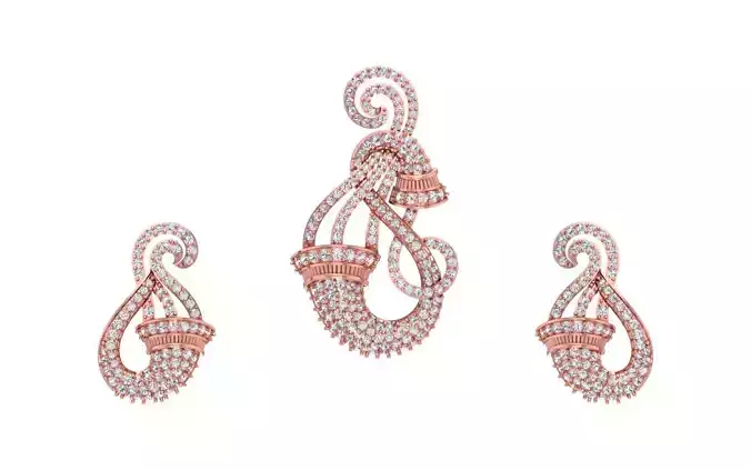 Earrings Pendant Set 3dm STL OBJ FBX Renders Details