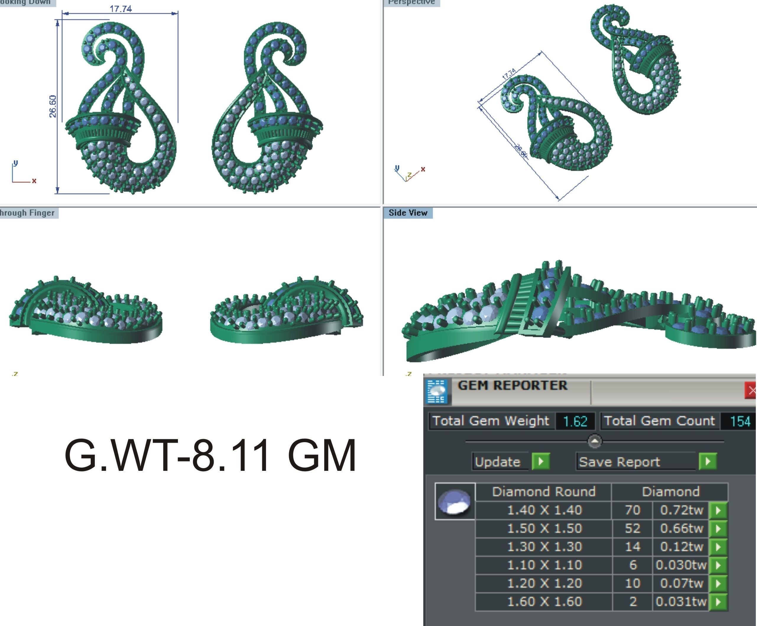 Earrings Pendant Set 3dm STL OBJ FBX Renders Details 3D print model_7