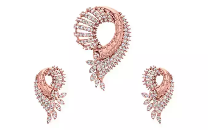 Earrings Pendant Set 3dm STL OBJ FBX Renders Details