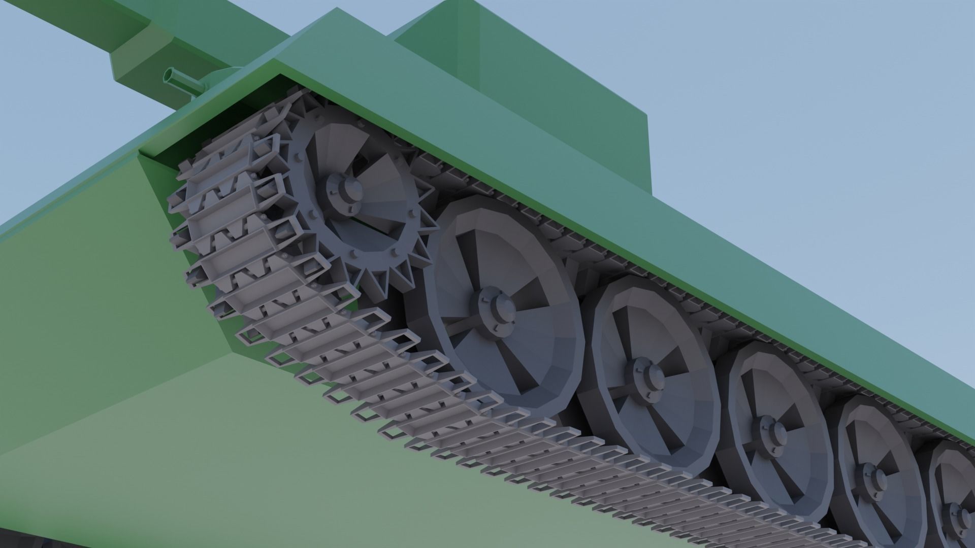 Low Poly Tank 3D model_4