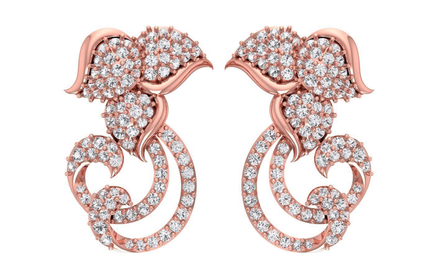 Earrings Pendant Set 3dm STL OBJ FBX Renders Details 3D print model_6