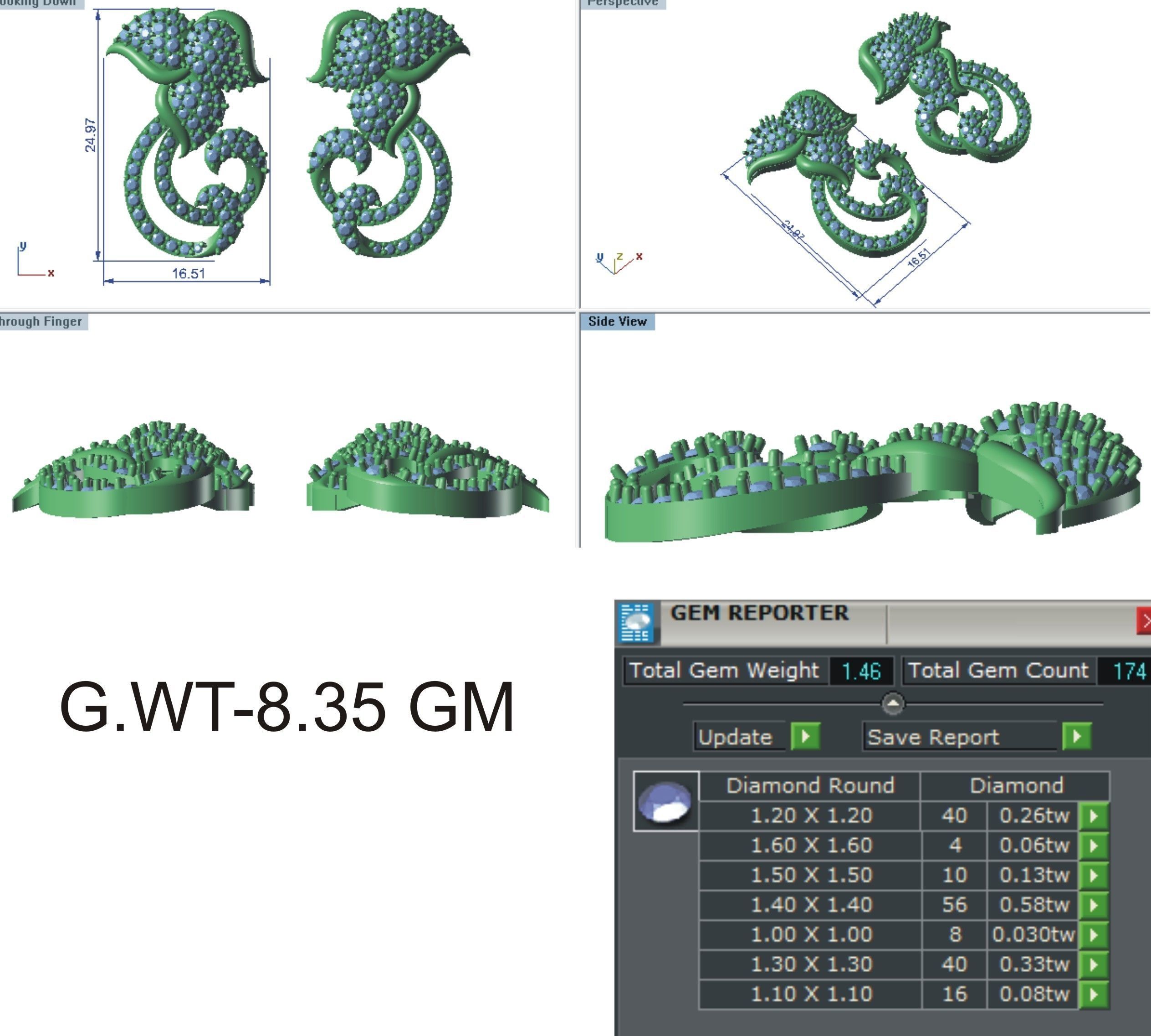 Earrings Pendant Set 3dm STL OBJ FBX Renders Details 3D print model_7