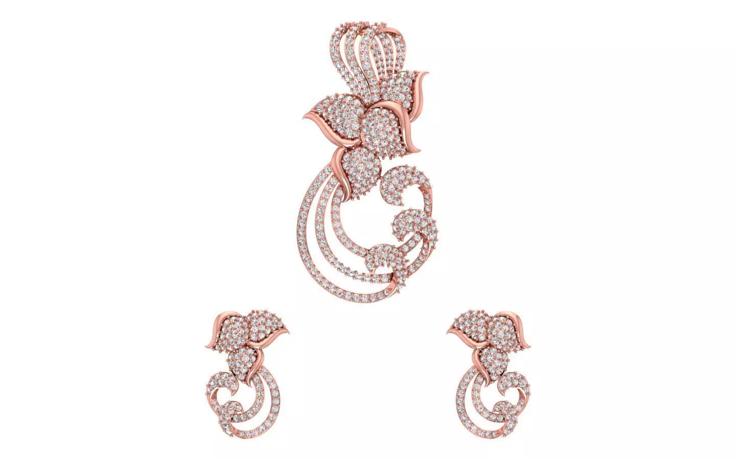 Earrings Pendant Set 3dm STL OBJ FBX Renders Details 3D print model_0