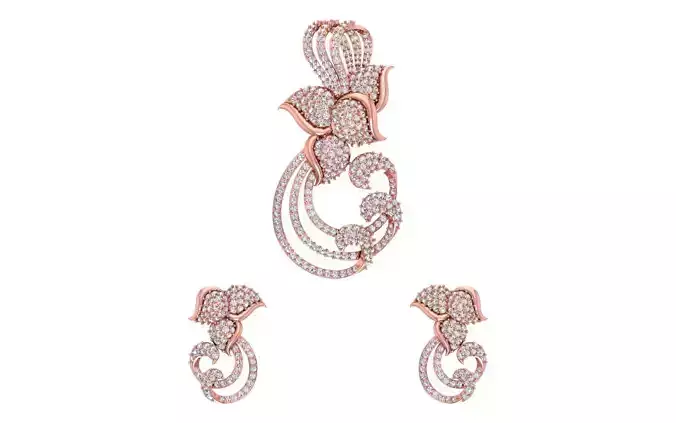 Earrings Pendant Set 3dm STL OBJ FBX Renders Details