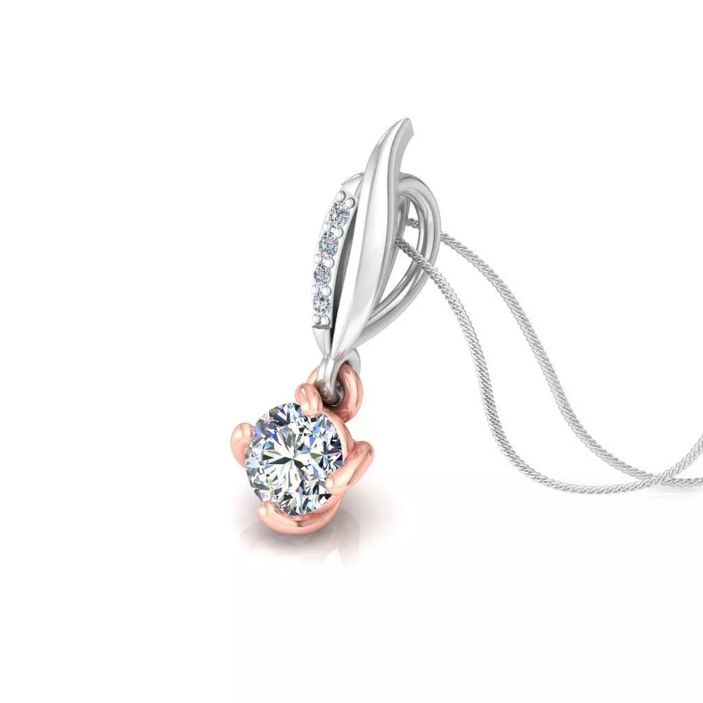 pendant diamond in rose and gold 3D print model
