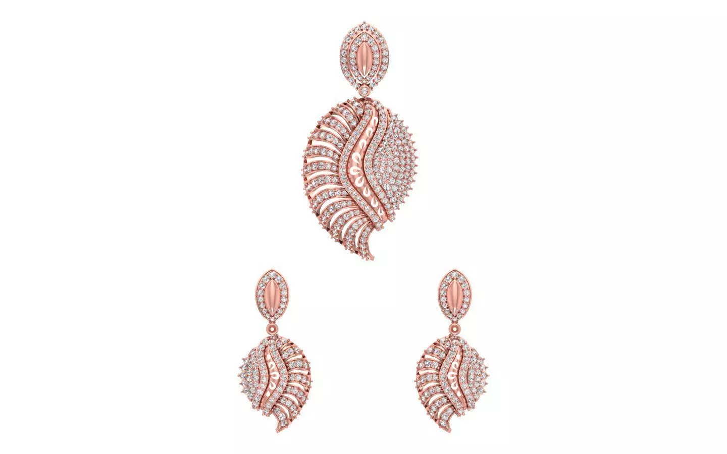 Earrings Pendant Set 3dm STL OBJ FBX Renders Details 3D print model_0