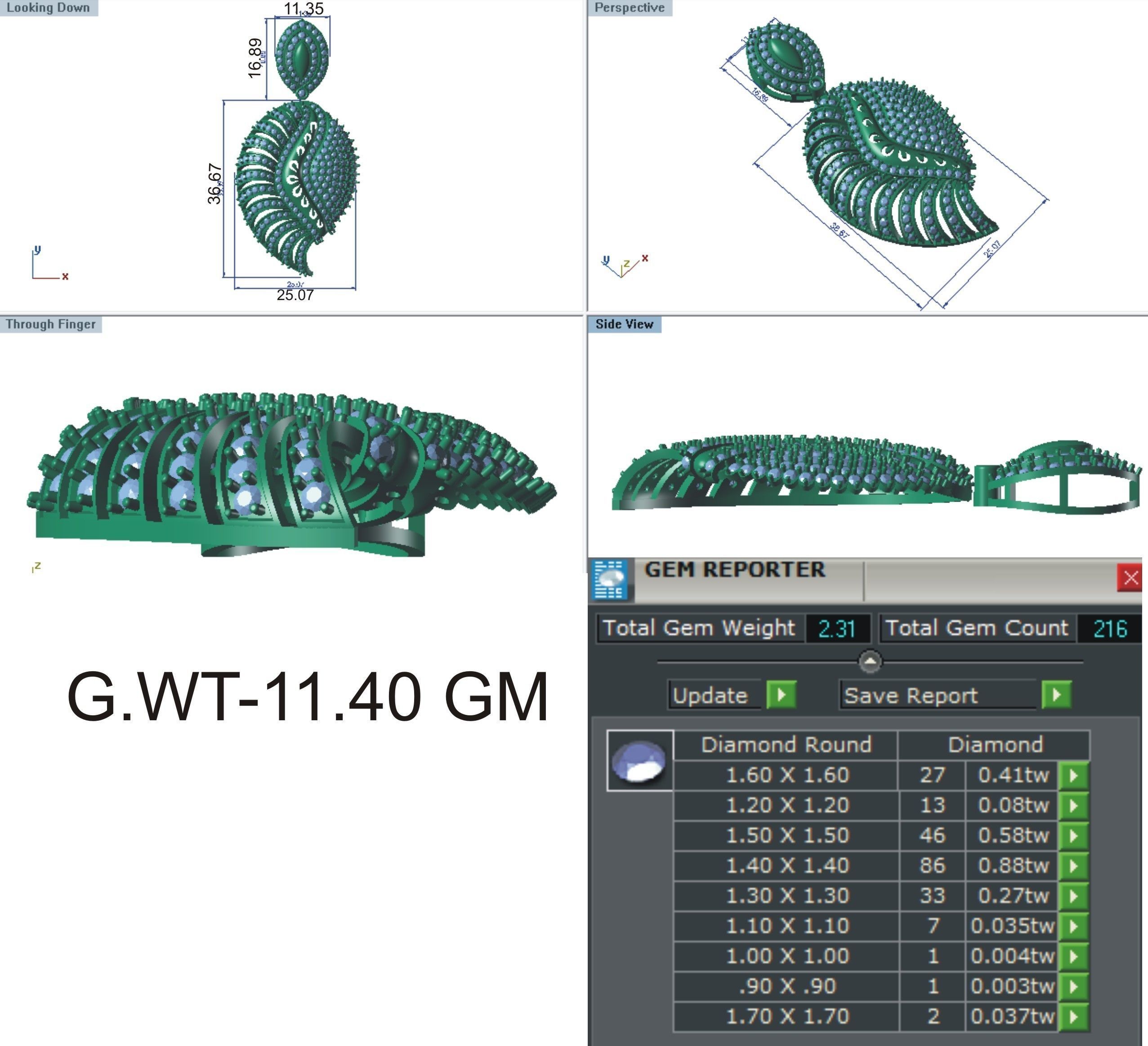 Earrings Pendant Set 3dm STL OBJ FBX Renders Details 3D print model_8