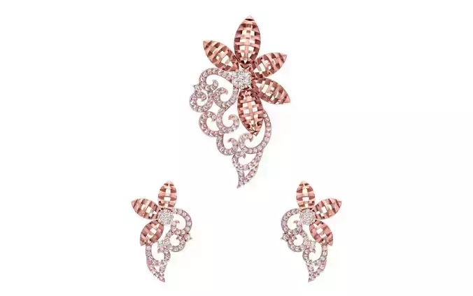 Earrings Pendant Set 3dm STL OBJ FBX Renders Details