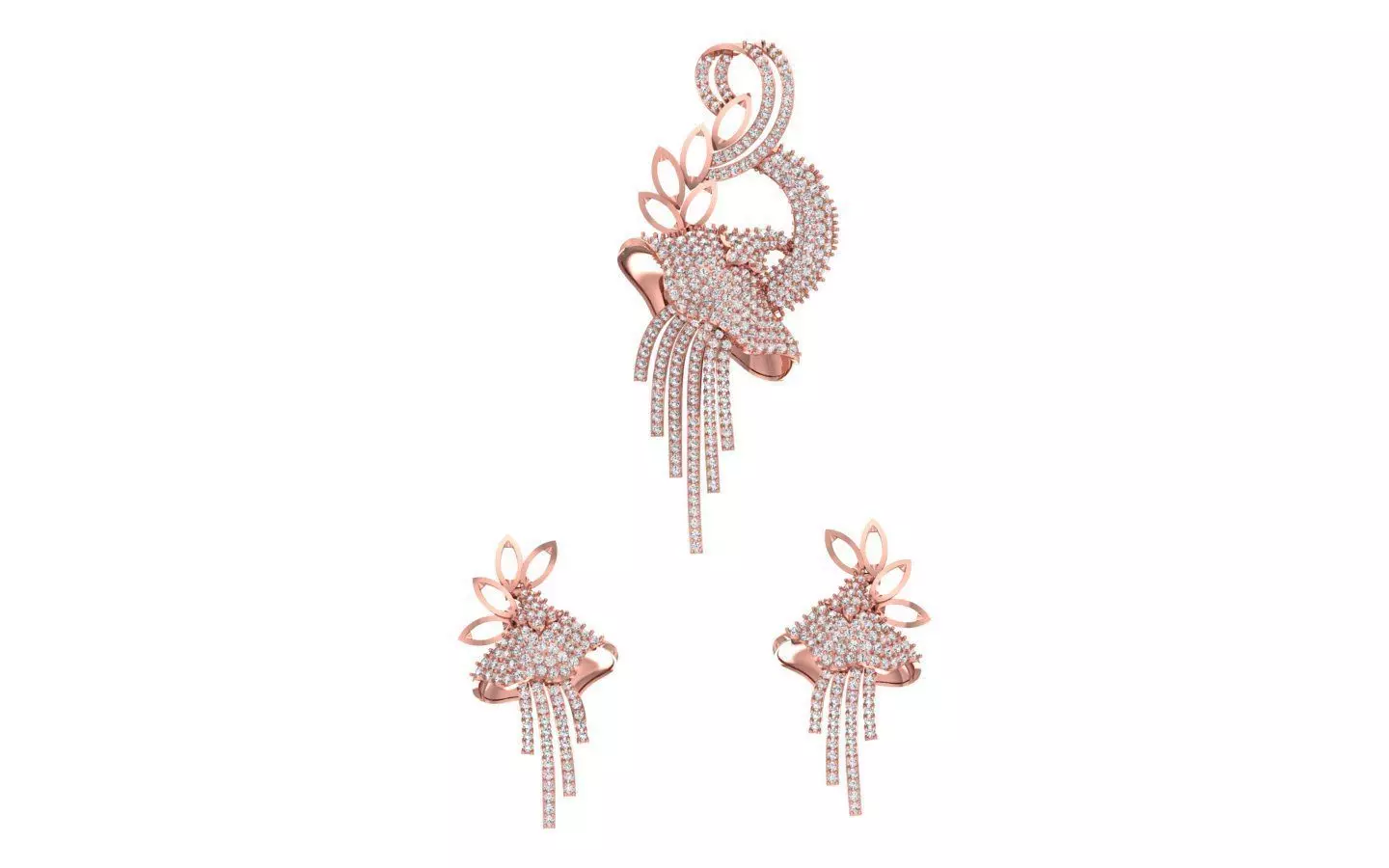 Earrings Pendant Set 3dm STL OBJ FBX Renders Details 3D print model_0