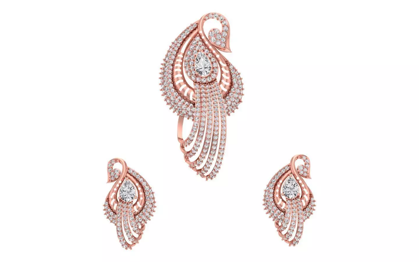 Earrings Pendant Set 3dm STL OBJ FBX Renders Details 3D print model_0