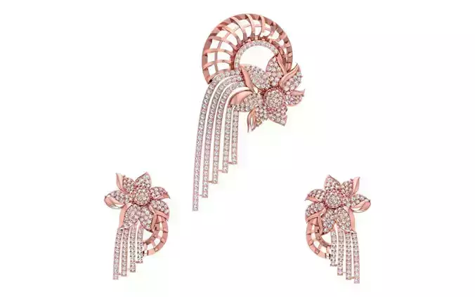 Earrings Pendant Set 3dm STL OBJ FBX Renders Details