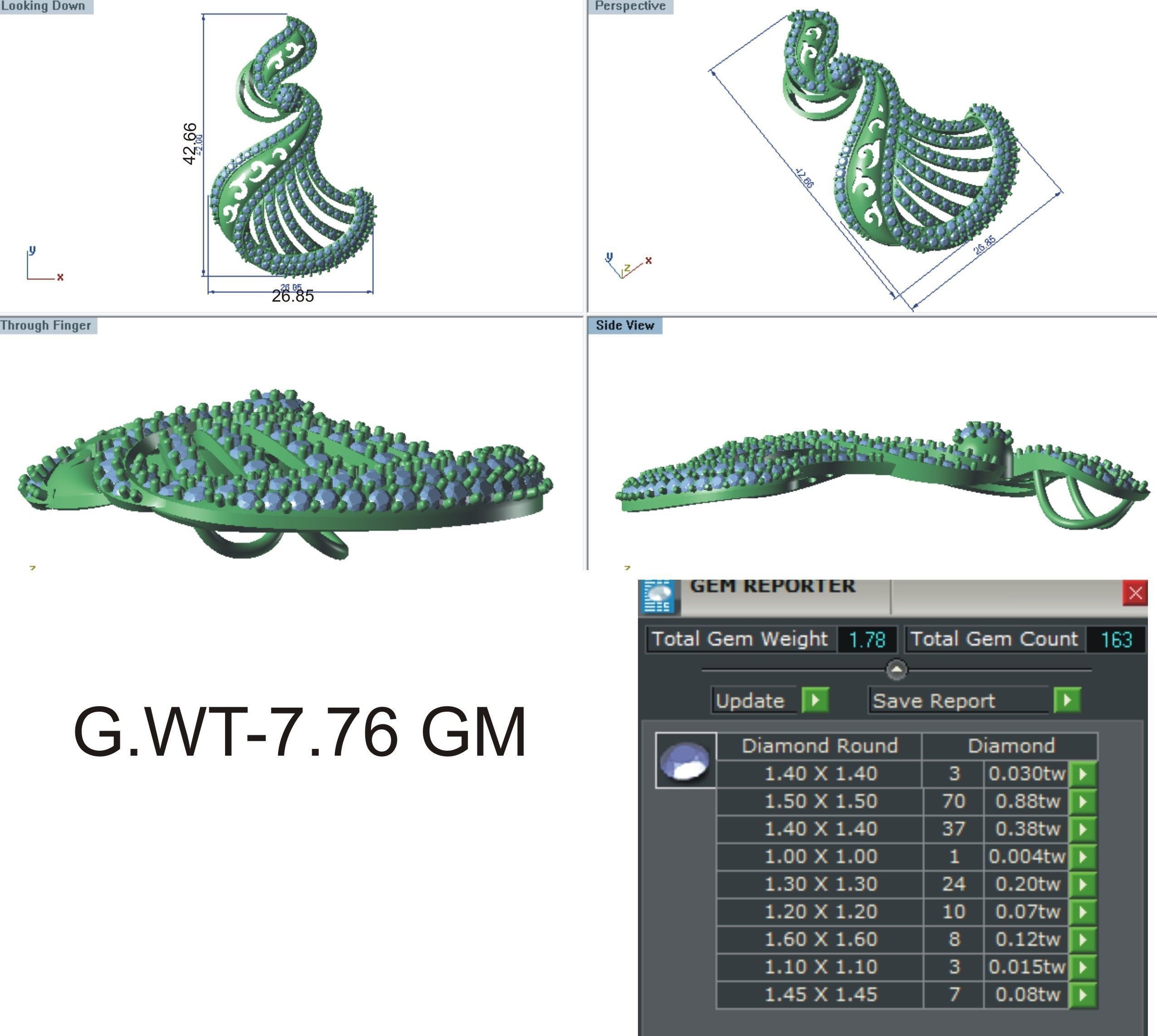 Earrings Pendant Set 3dm STL OBJ FBX Renders Details 3D print model_8