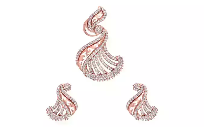 Earrings Pendant Set 3dm STL OBJ FBX Renders Details