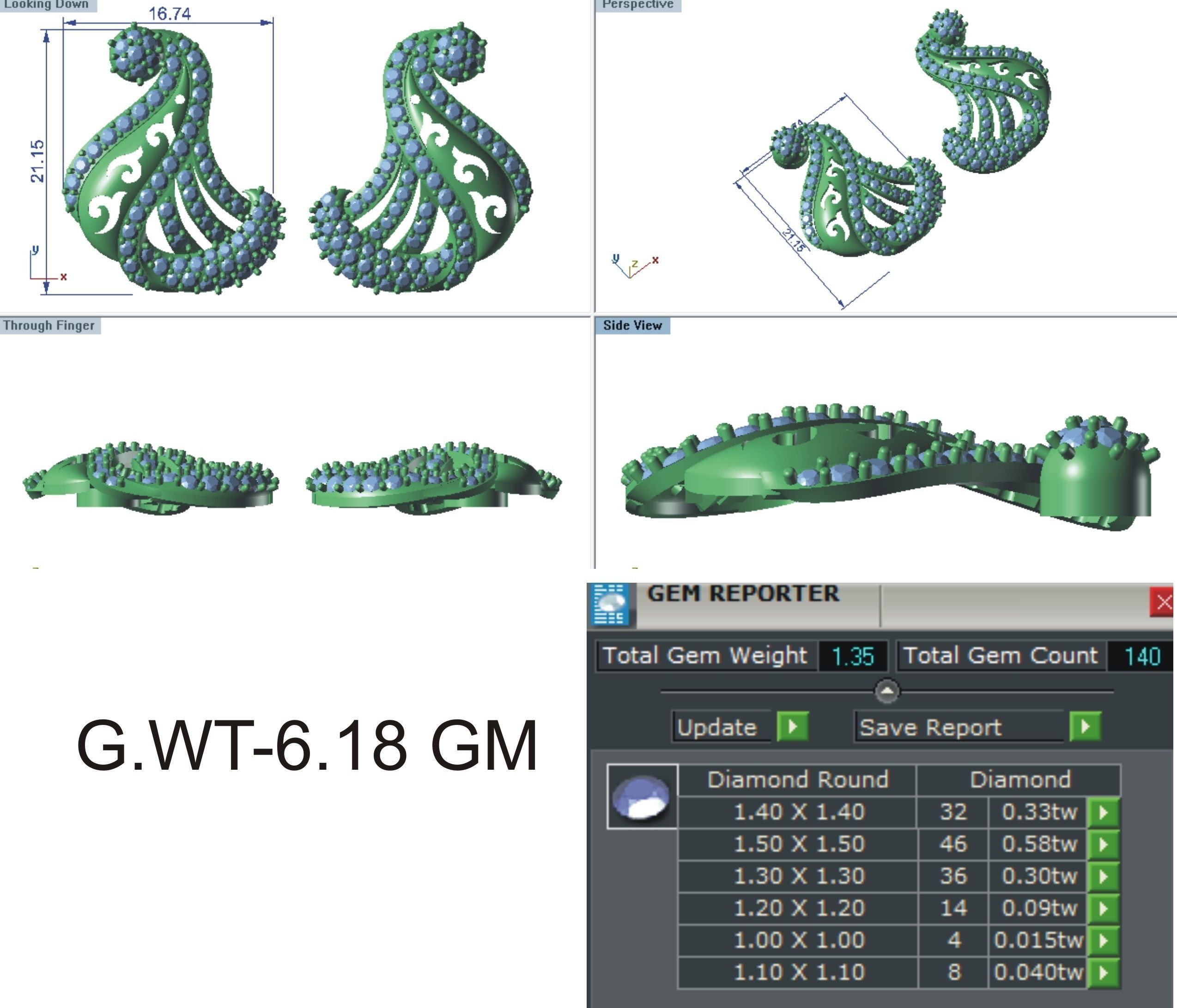 Earrings Pendant Set 3dm STL OBJ FBX Renders Details 3D print model_7