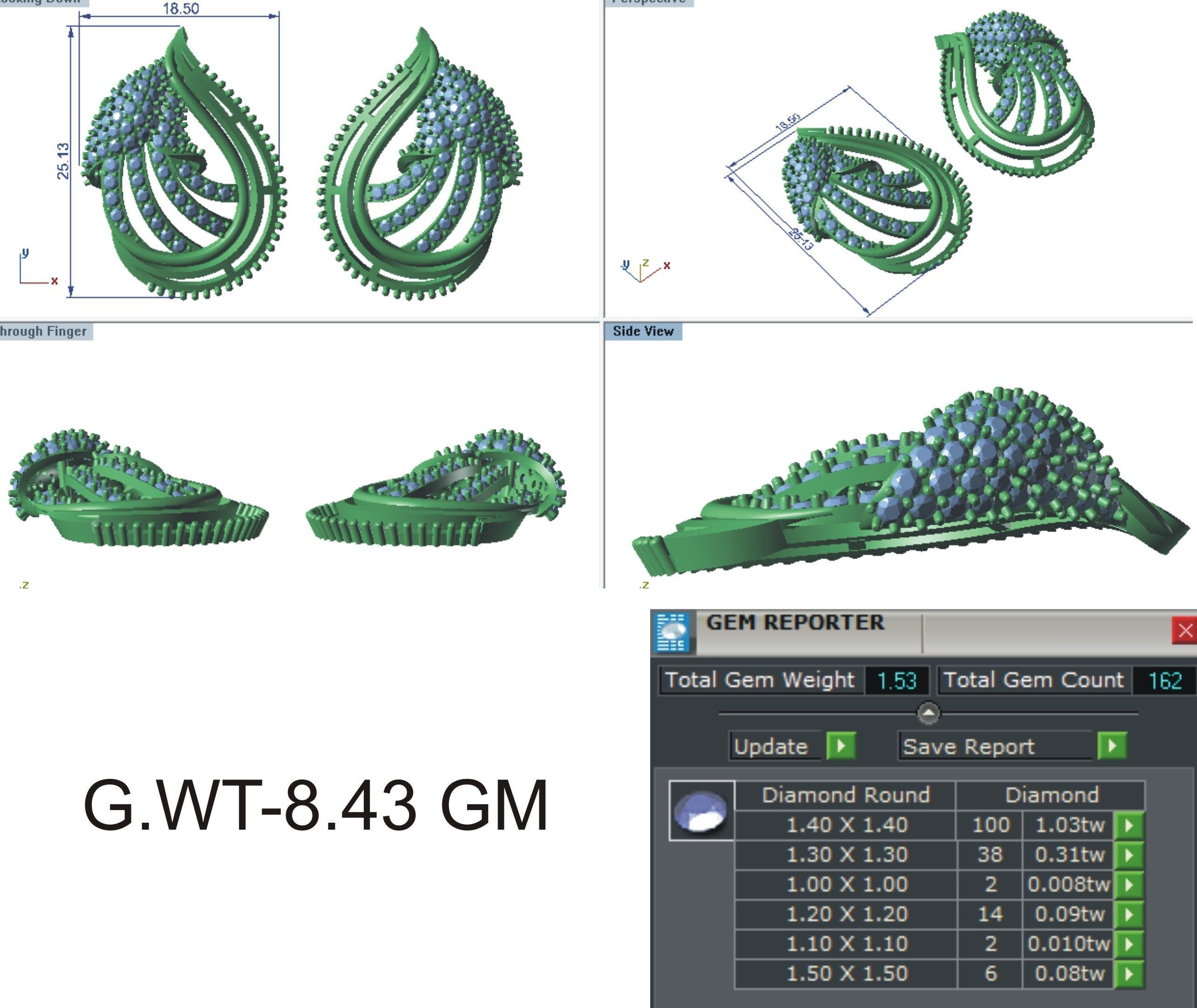 Earrings Pendant Set 3dm STL OBJ FBX Renders Details 3D print model_7