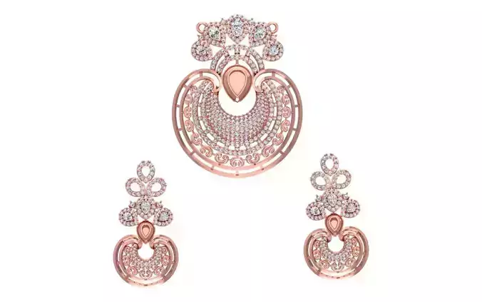 Earrings Pendant Set 3dm STL OBJ FBX Renders Details