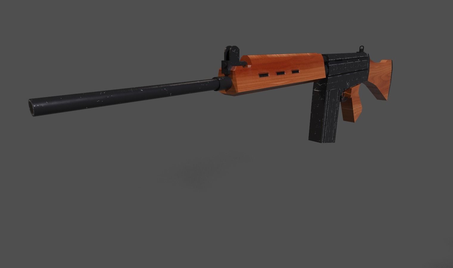 Lowpoly PBR FN FAL Low-poly 3D model_4
