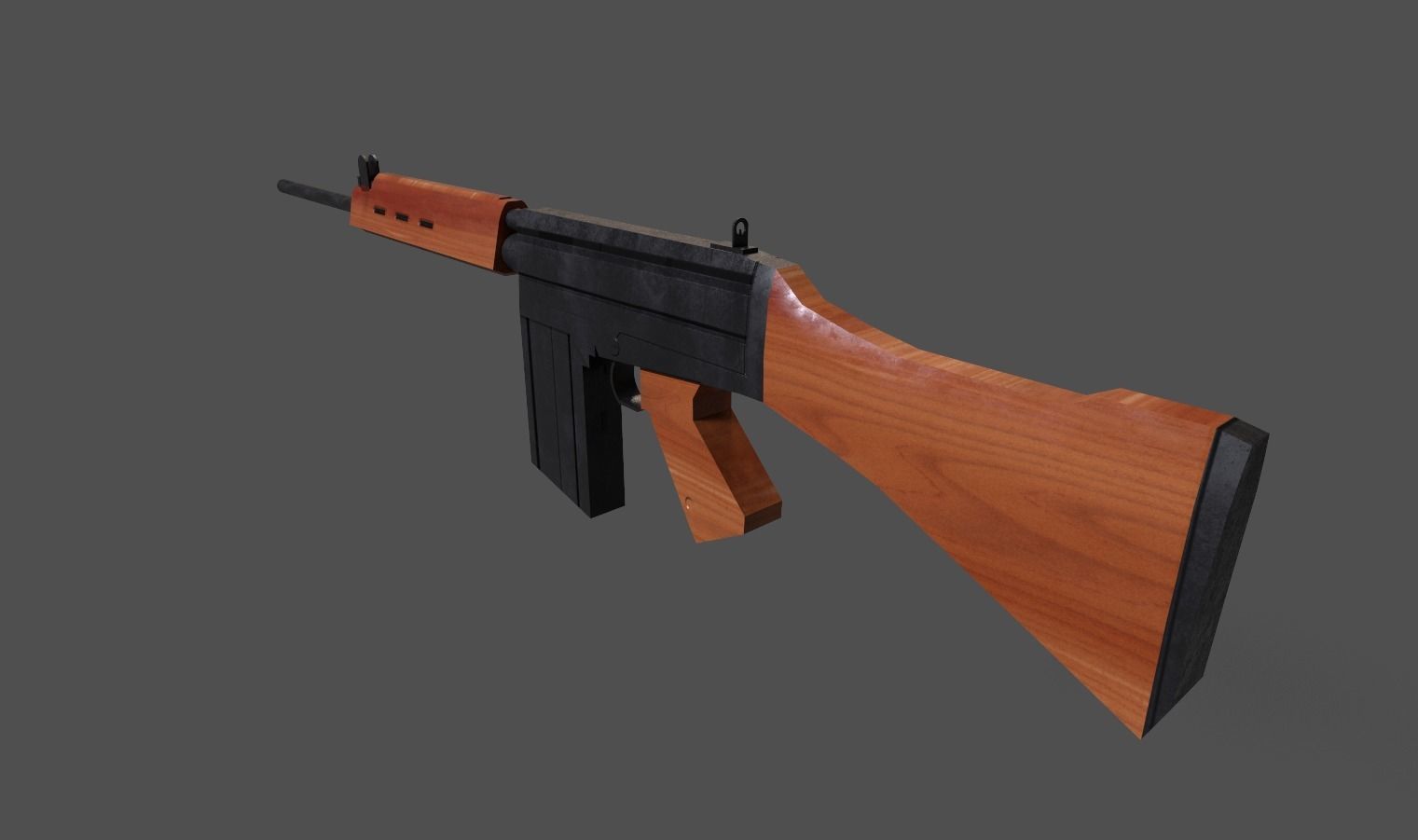 Lowpoly PBR FN FAL Low-poly 3D model_7