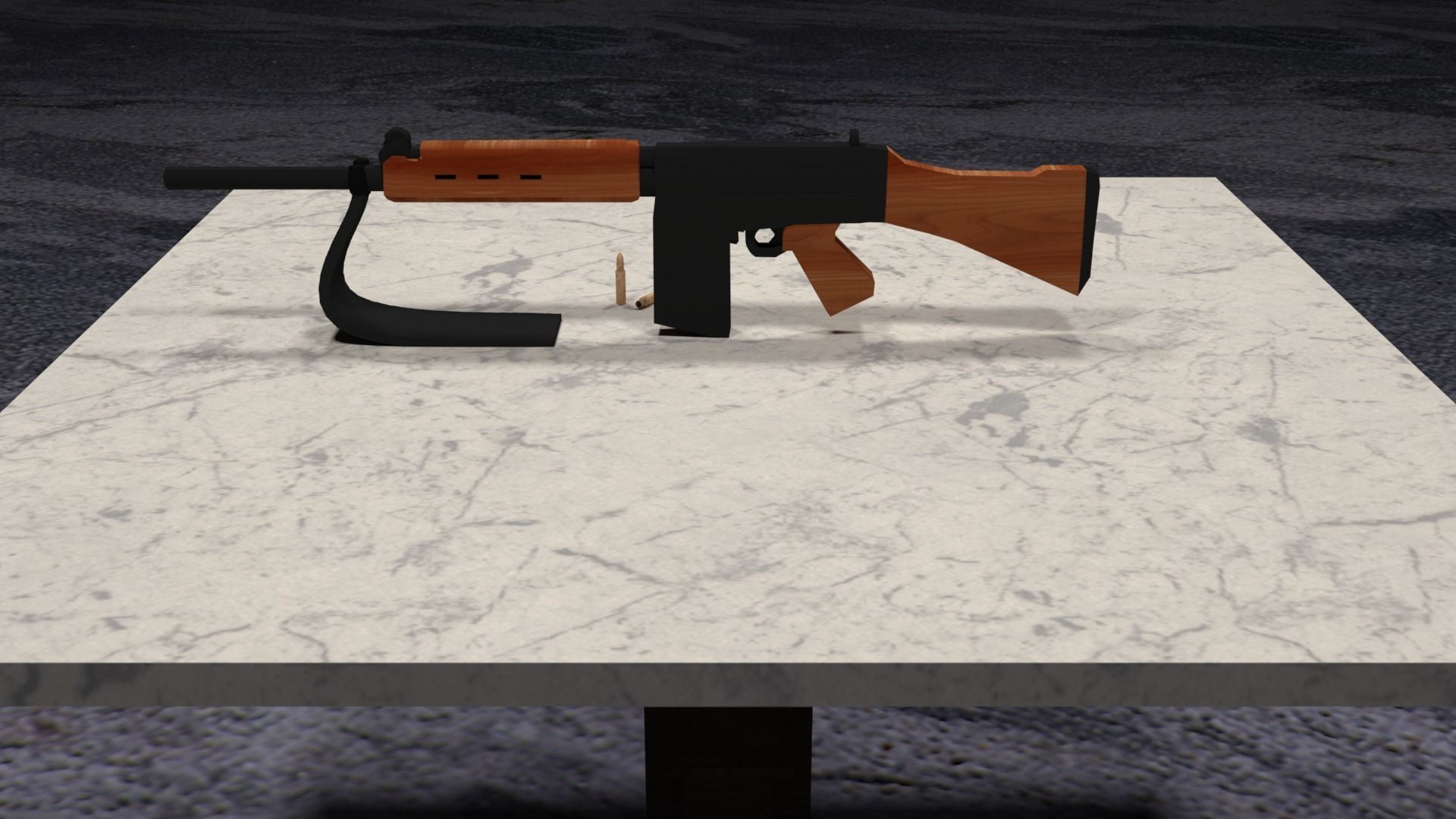 Lowpoly PBR FN FAL Low-poly 3D model_9