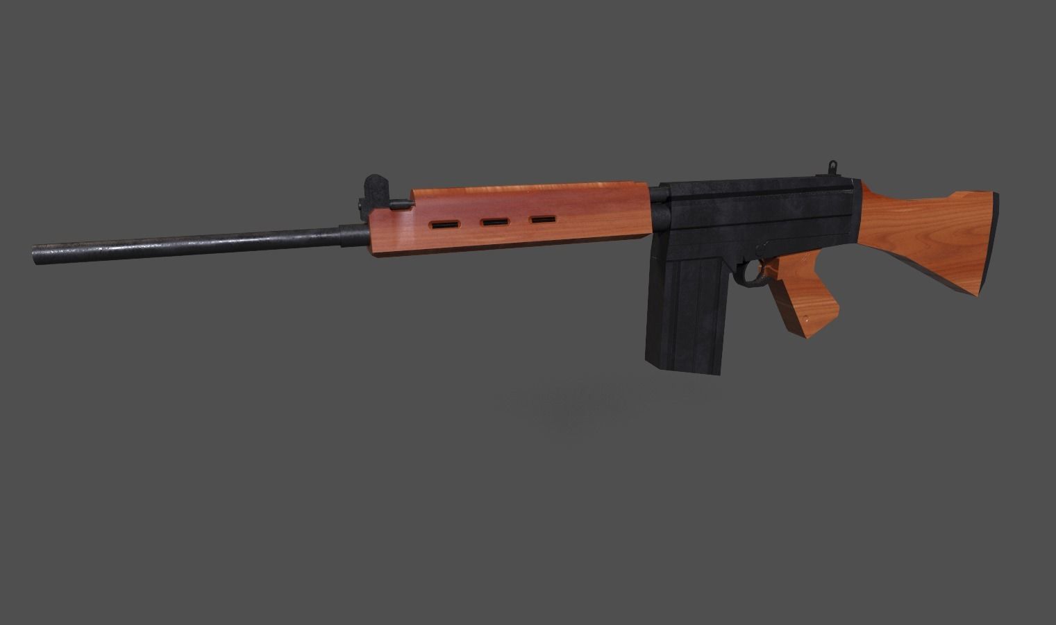 Lowpoly PBR FN FAL Low-poly 3D model_6
