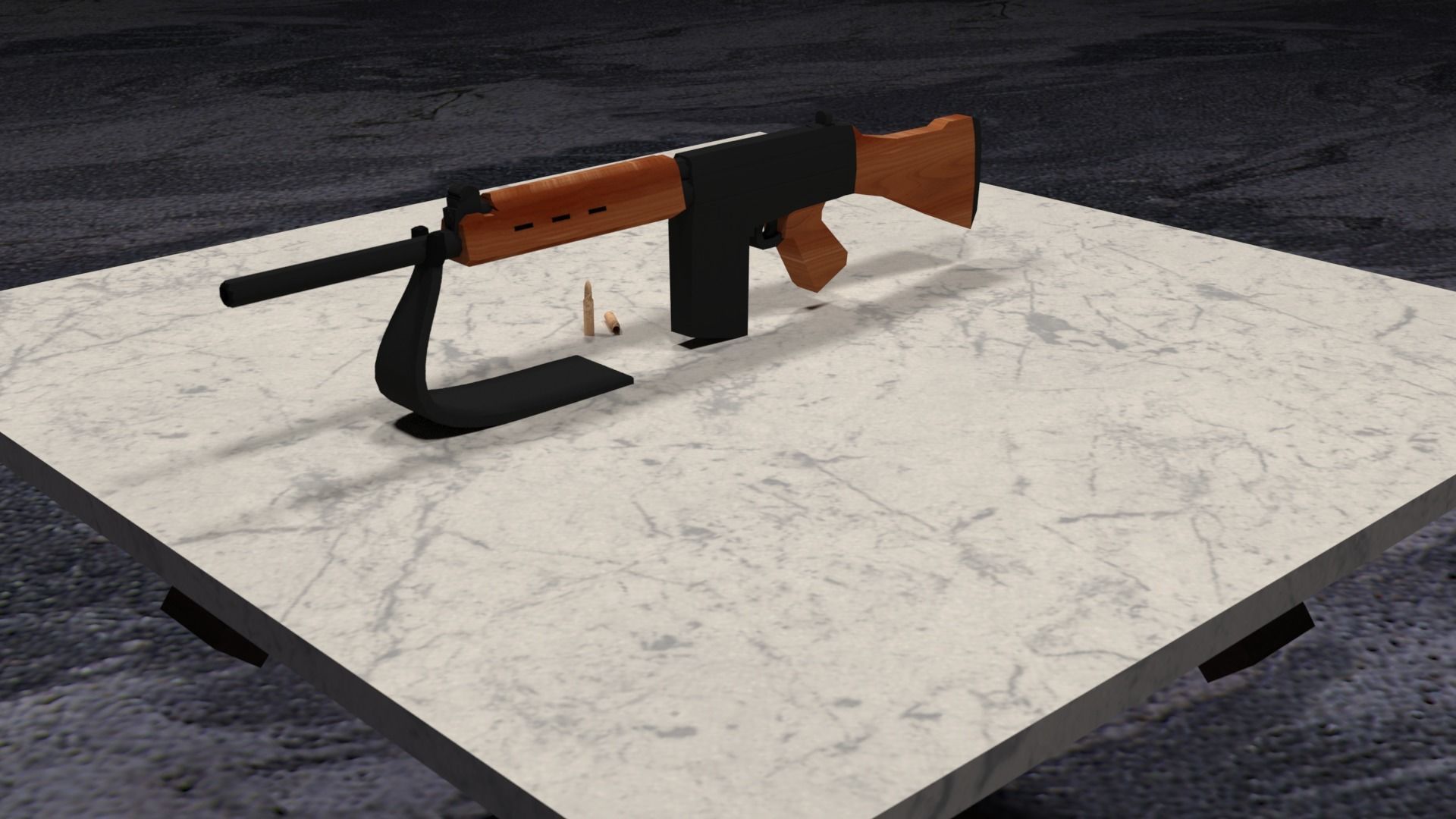 Lowpoly PBR FN FAL Low-poly 3D model_10