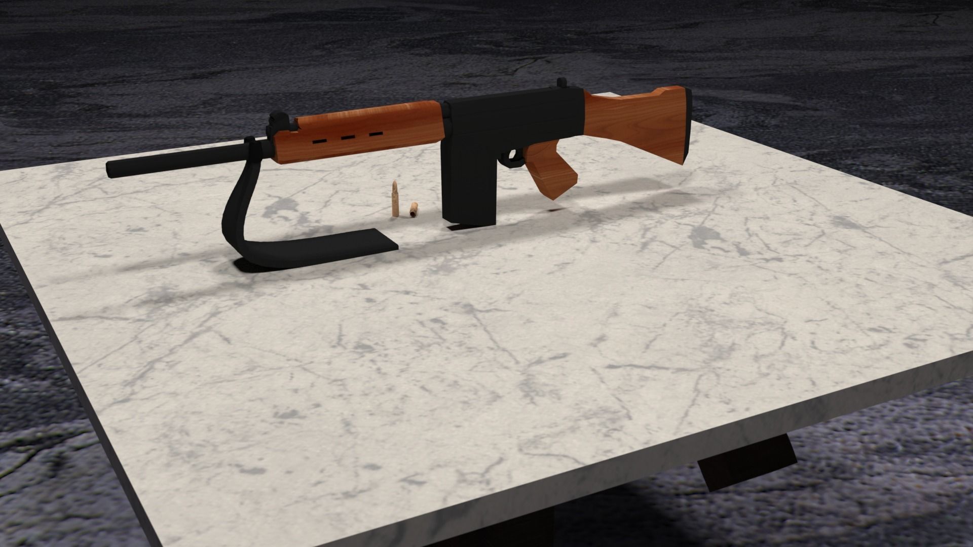 Lowpoly PBR FN FAL Low-poly 3D model_14