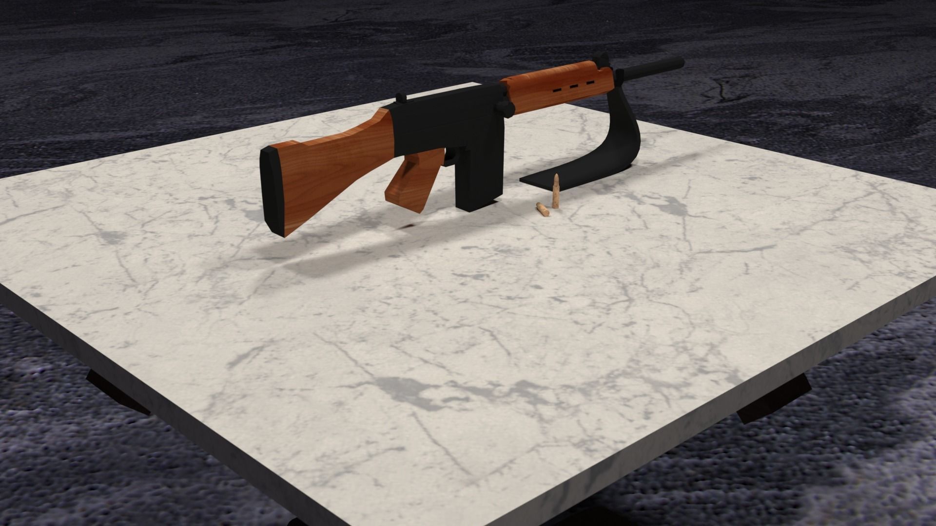 Lowpoly PBR FN FAL Low-poly 3D model_23