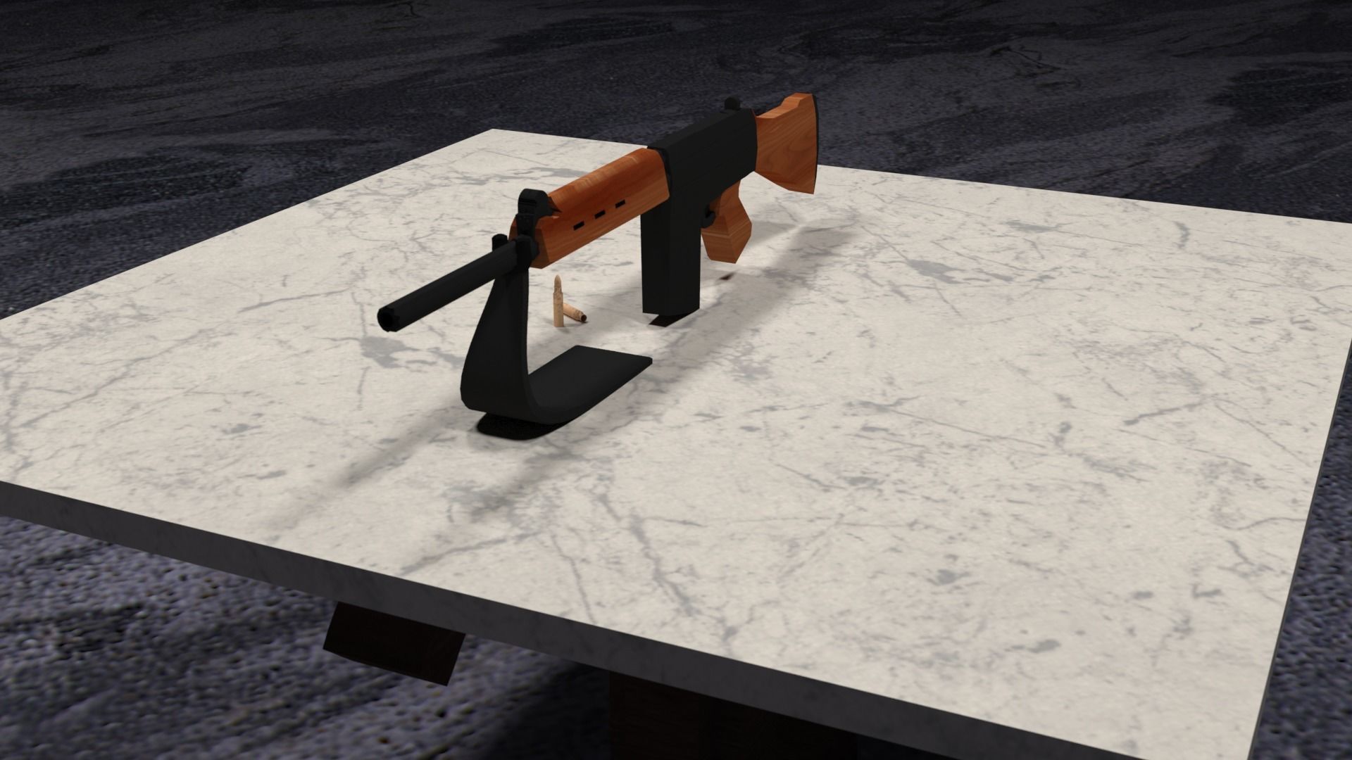 Lowpoly PBR FN FAL Low-poly 3D model_11