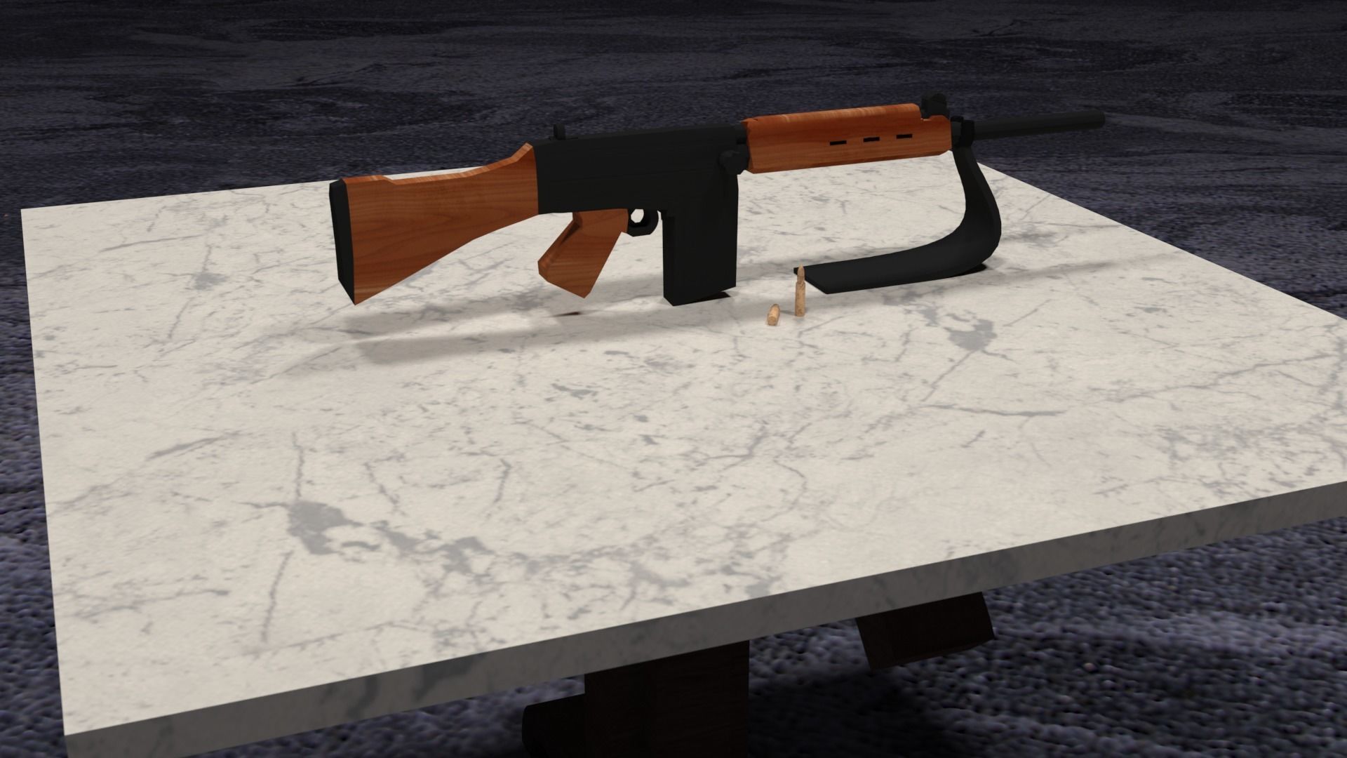 Lowpoly PBR FN FAL Low-poly 3D model_27