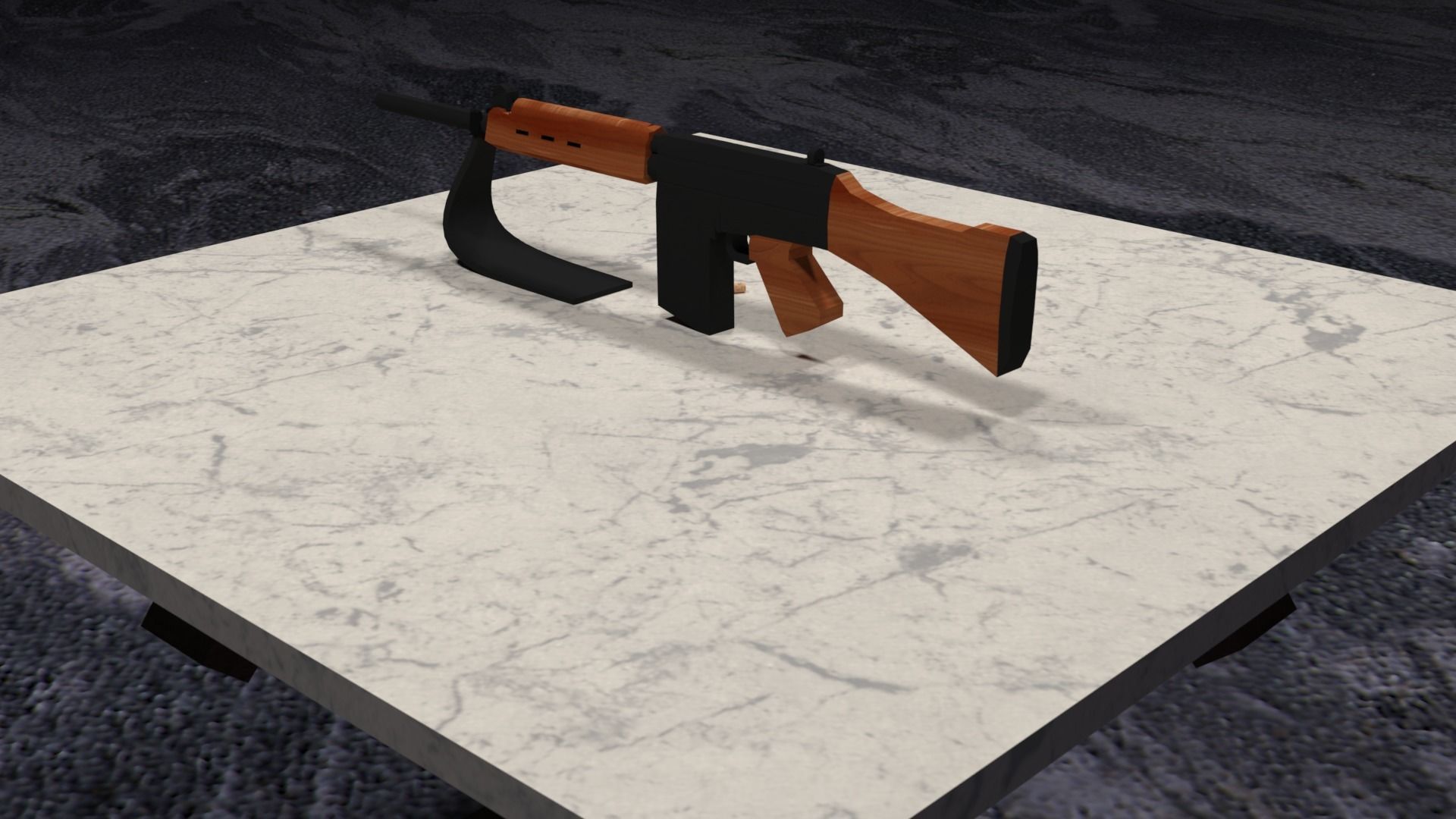 Lowpoly PBR FN FAL Low-poly 3D model_12