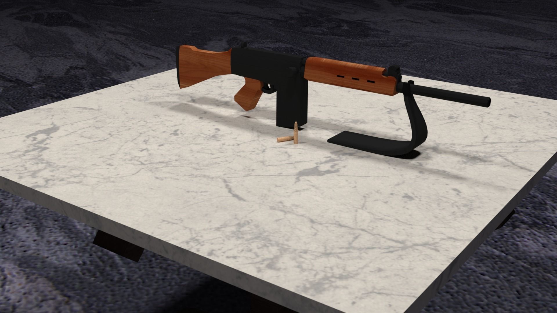 Lowpoly PBR FN FAL Low-poly 3D model_25