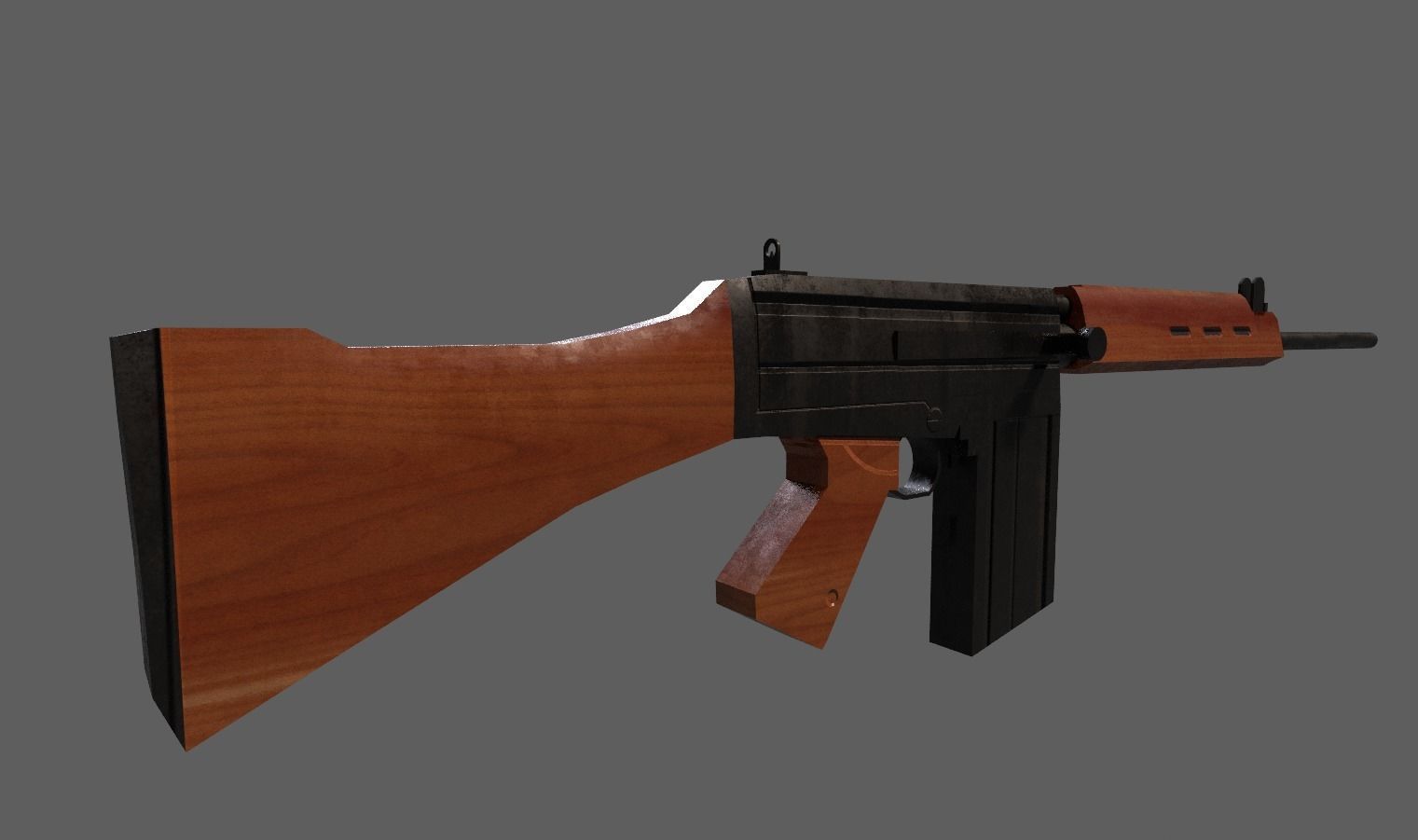 Lowpoly PBR FN FAL Low-poly 3D model_8