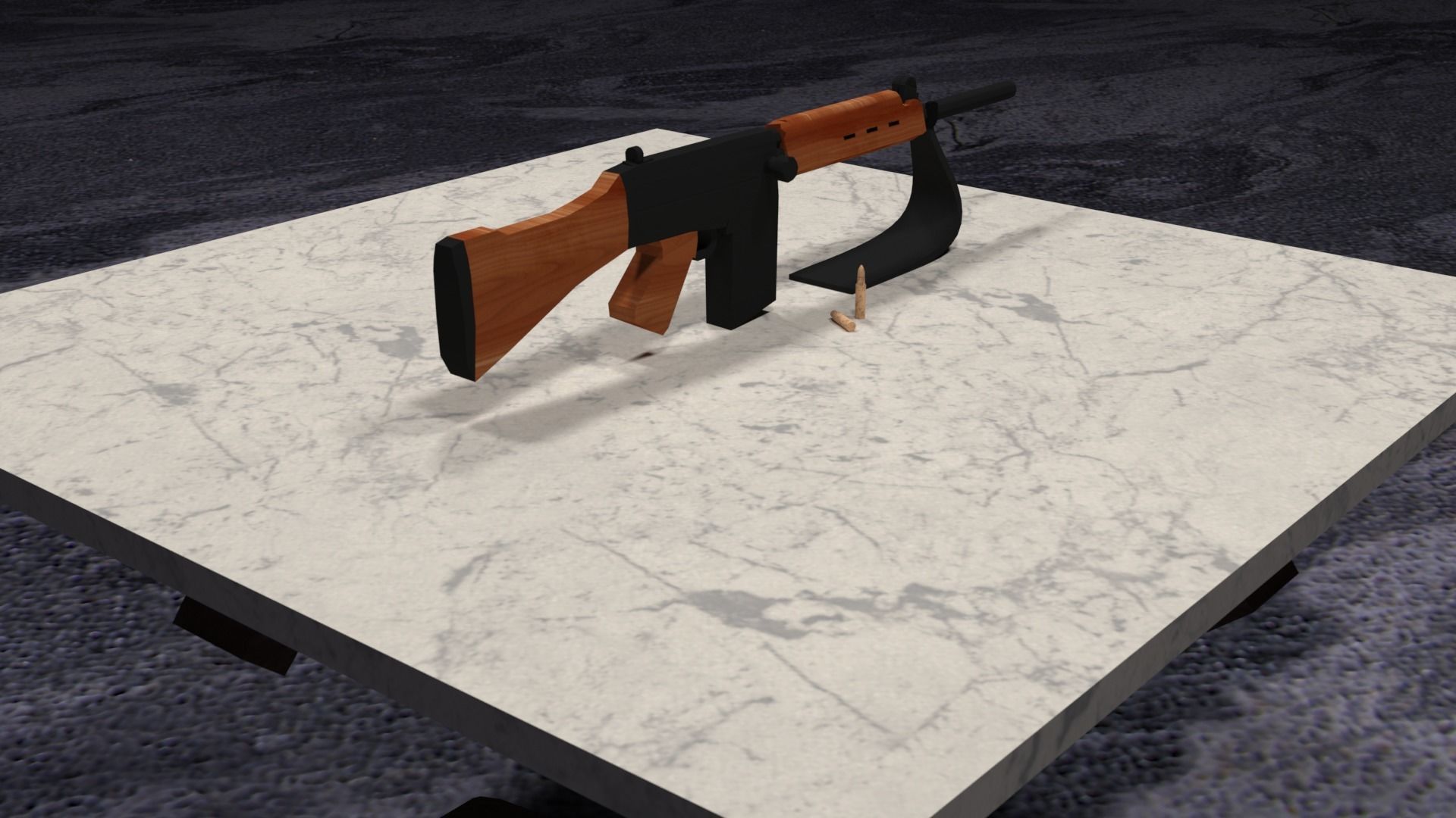 Lowpoly PBR FN FAL Low-poly 3D model_26