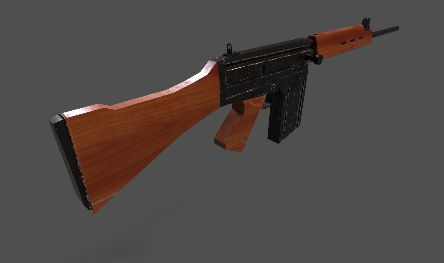 Lowpoly PBR FN FAL Low-poly 3D model_2