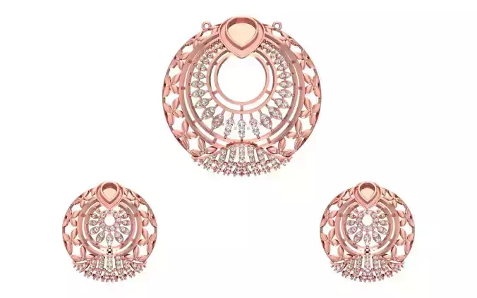Earrings Pendant Set 3dm STL OBJ FBX Renders Details