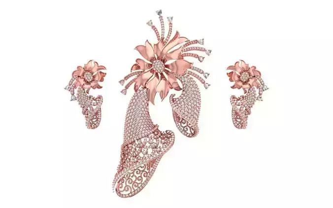 Earrings Pendant Set 3dm STL OBJ FBX Renders Details