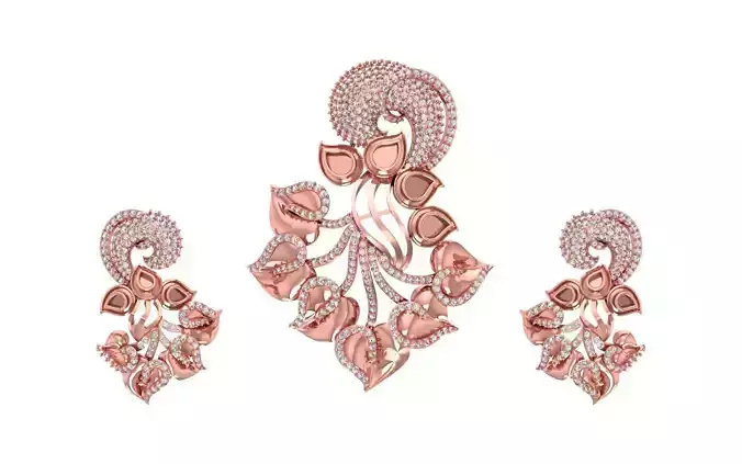 Earrings Pendant Set 3dm STL OBJ FBX Renders Details