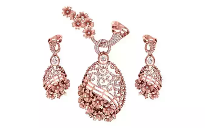 Earrings Pendant Set 3dm STL OBJ FBX Renders Details