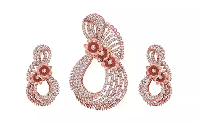 Earrings Pendant Set 3dm STL OBJ FBX Renders Details