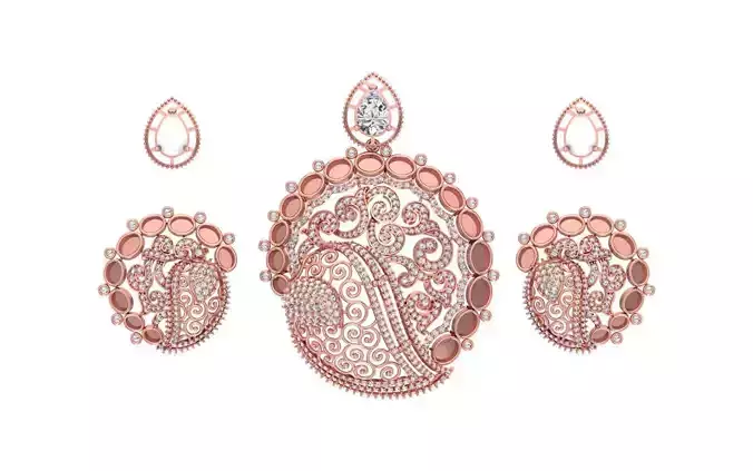 Earrings Pendant Set 3dm STL OBJ FBX Renders Details